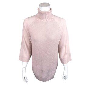 Soft by Naadam Womens 100% Cashmere Waffle Stitch Turtleneck Sweater Rose Size S